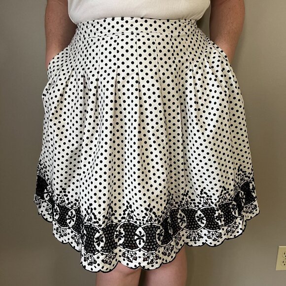 Talbots polkadot embroidered trim full skirt - Picture 10 of 10